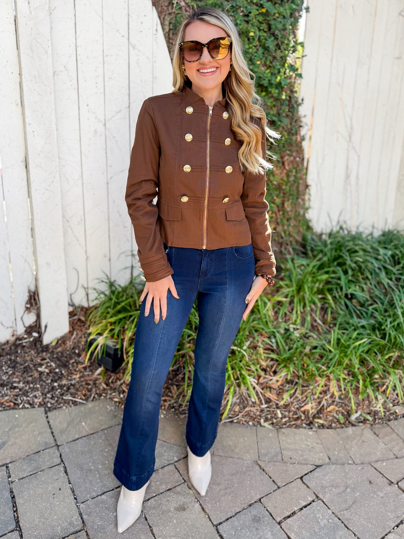 Military Style Jacket - Brown