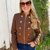 Military Style Jacket - Brown