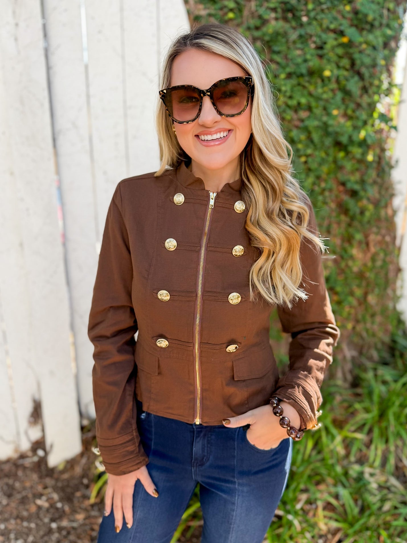 Military Style Jacket - Brown