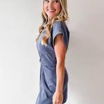 Mineral Wash Twist Terry Dress- Denim