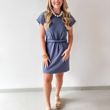 Mineral Wash Twist Terry Dress- Denim