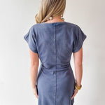 Mineral Wash Twist Terry Dress- Denim