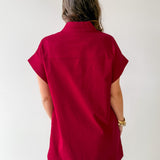 Mini Dress with Hidden Button Placket- Merlot