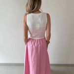 Mixed Media Midi Dress - White/Pink