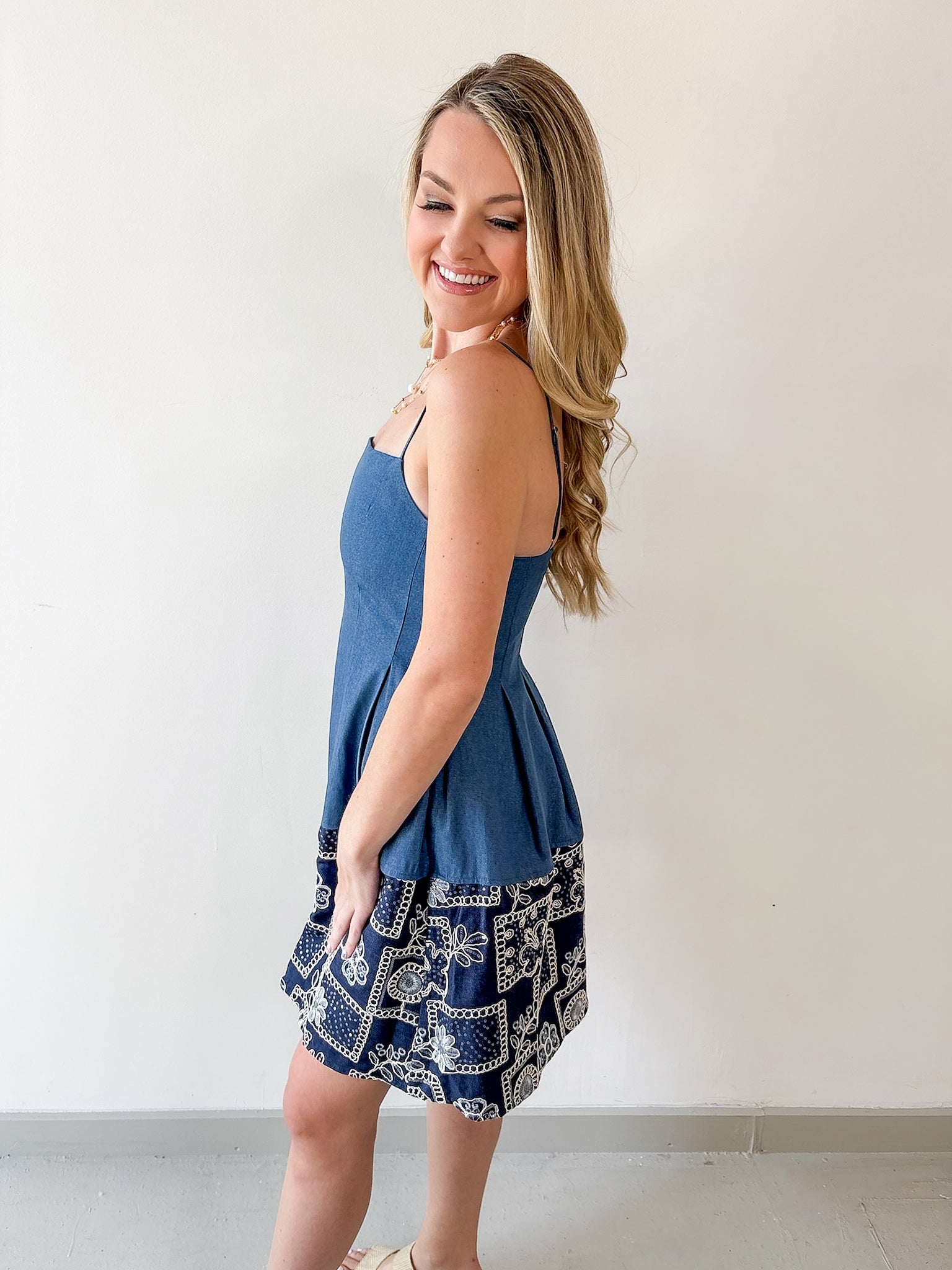 Mixed Media Strap Dress