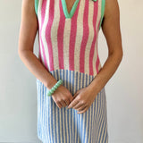 Mixed Stripe Tennis Inspired Mini Dress