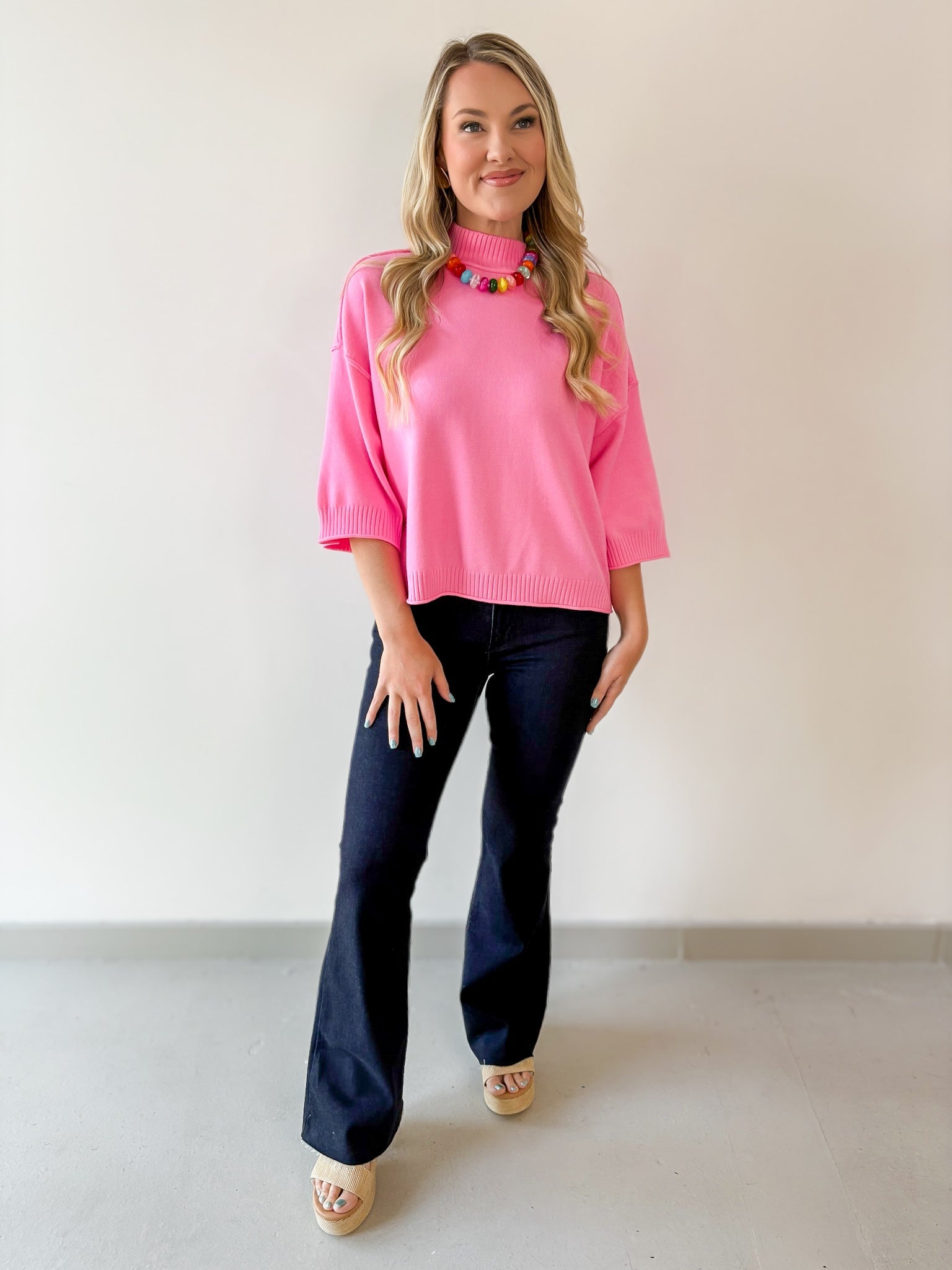 Mock Neck 3/4 Sleeve Sweater