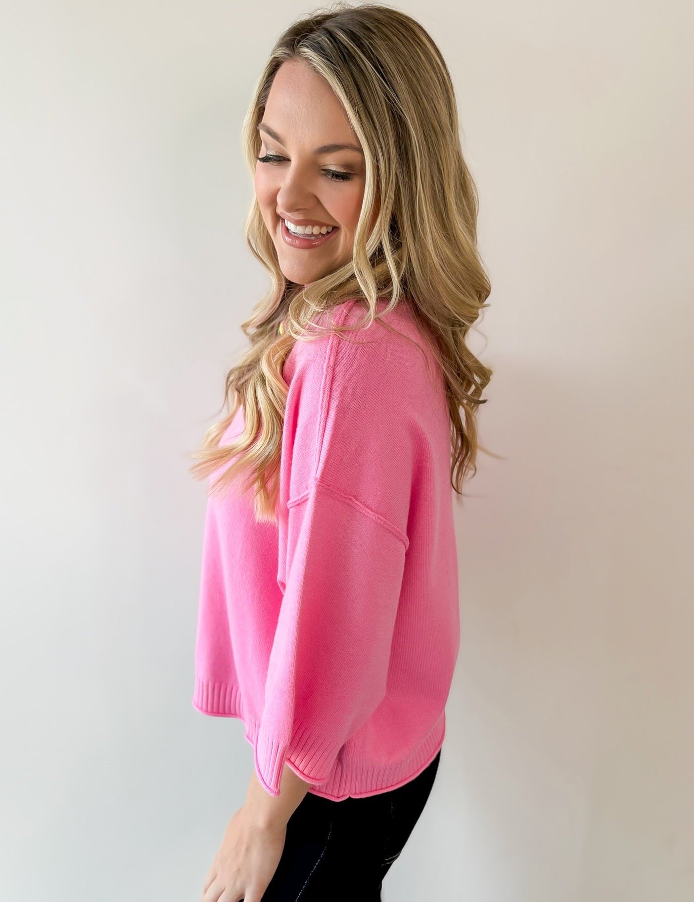 Mock Neck 3/4 Sleeve Sweater