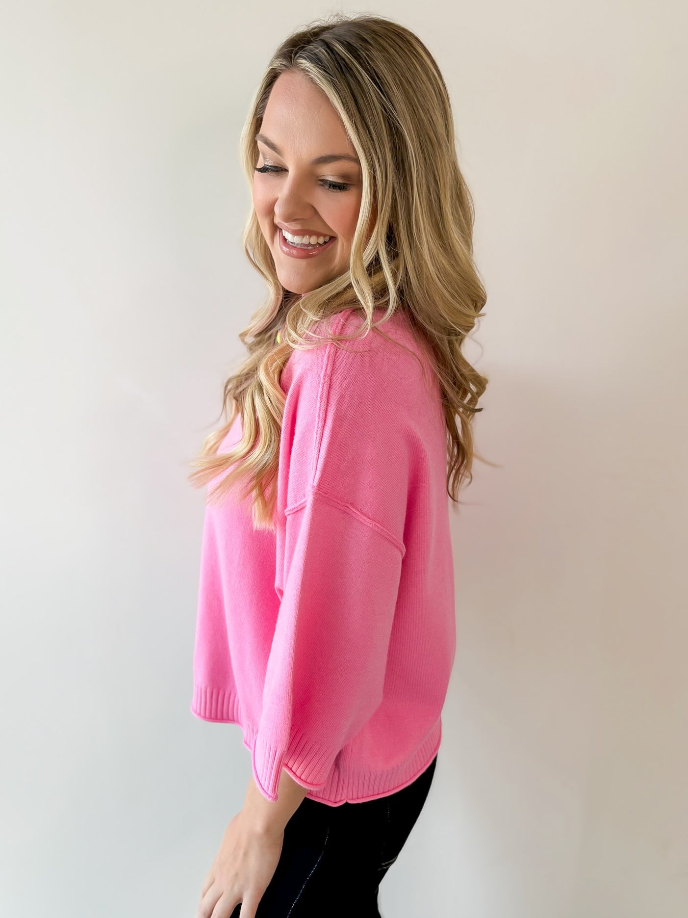 Mock Neck 3/4 Sleeve Sweater
