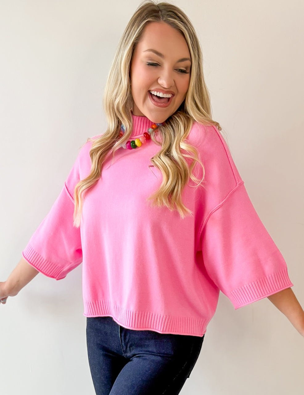 Mock Neck 3/4 Sleeve Sweater