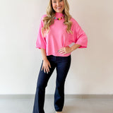 Mock Neck 3/4 Sleeve Sweater