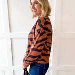 Mock Neck Animal Print Top
