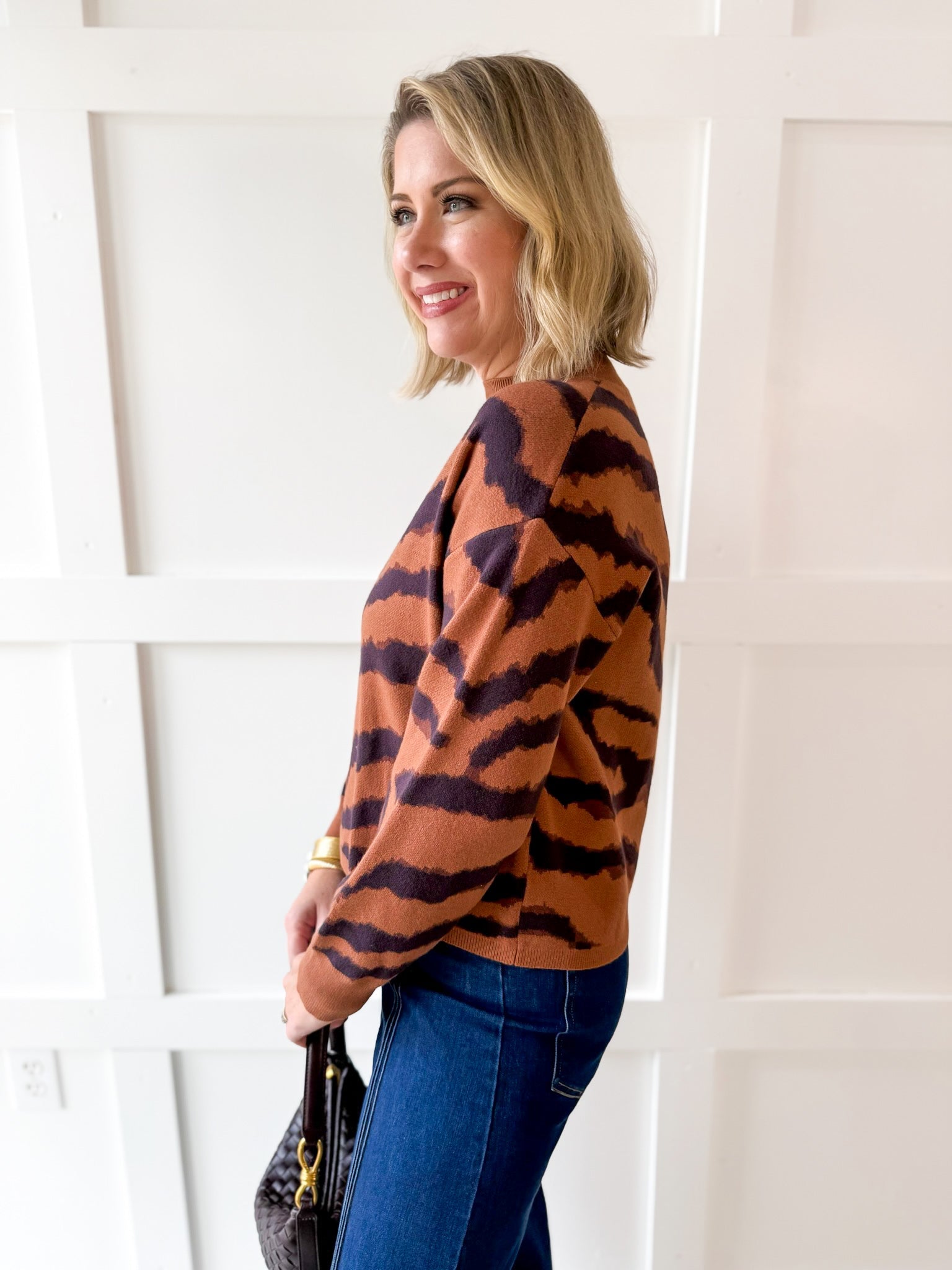 Mock Neck Animal Print Top