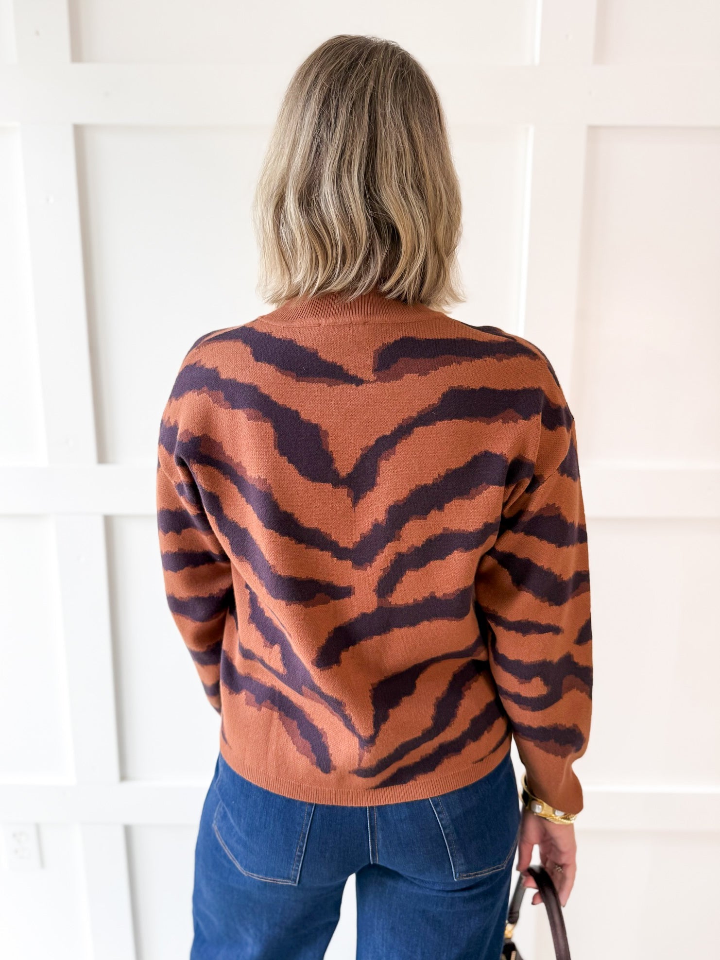 Mock Neck Animal Print Top