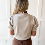Mock Neck Crop Knit top- Ecru