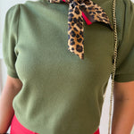 Mock Neck Crop Knit top- Olive