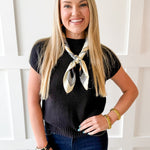 Mock Neck Extended Knit Top - Black
