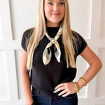 Mock Neck Extended Knit Top - Black