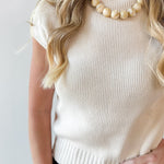 Mock Neck Extended Knit Top - Oatmeal