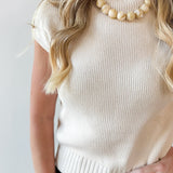 Mock Neck Extended Knit Top - Oatmeal