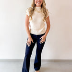 Mock Neck Extended Knit Top - Oatmeal