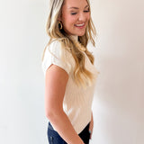 Mock Neck Extended Knit Top - Oatmeal
