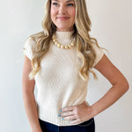 Mock Neck Extended Knit Top - Oatmeal