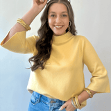 Mock Neck Pull Over Bell Sleeve Sweater