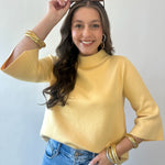 Mock Neck Pull Over Bell Sleeve Sweater