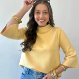 Mock Neck Pull Over Bell Sleeve Sweater