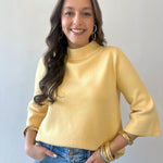 Mock Neck Pull Over Bell Sleeve Sweater