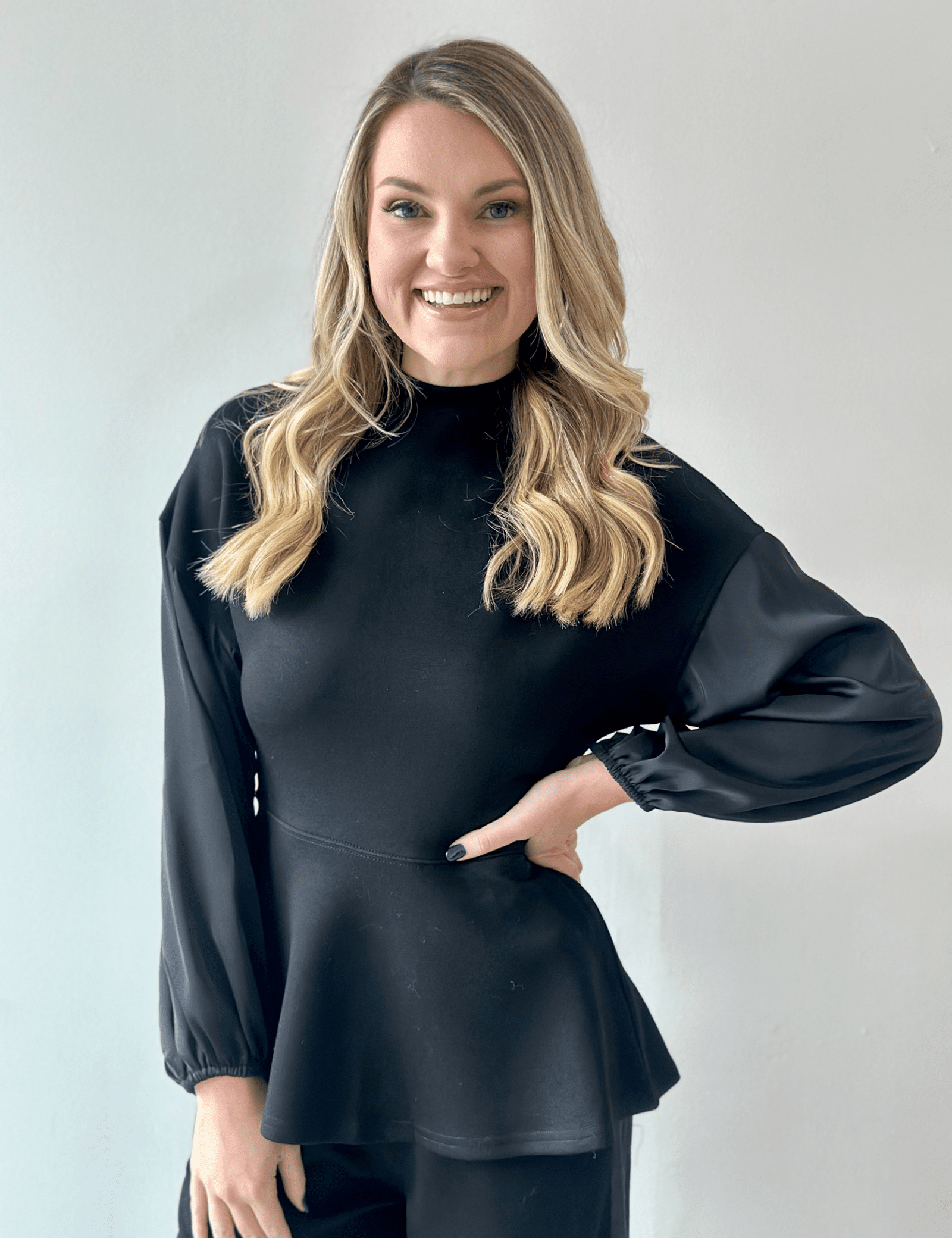 Modal Mock Neck Top with Contrast Satin