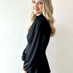 Modal Mock Neck Top with Contrast Satin