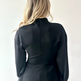 Modal Mock Neck Top with Contrast Satin