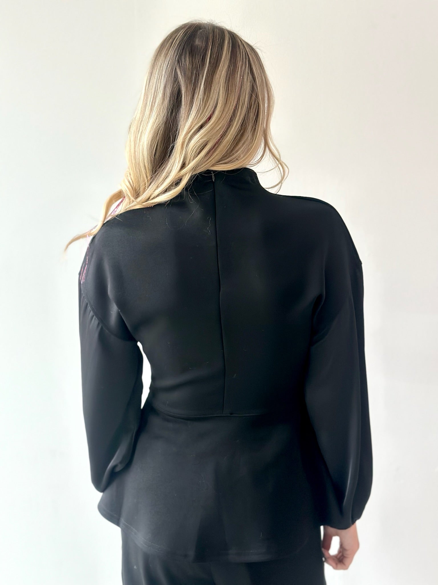 Modal Mock Neck Top with Contrast Satin