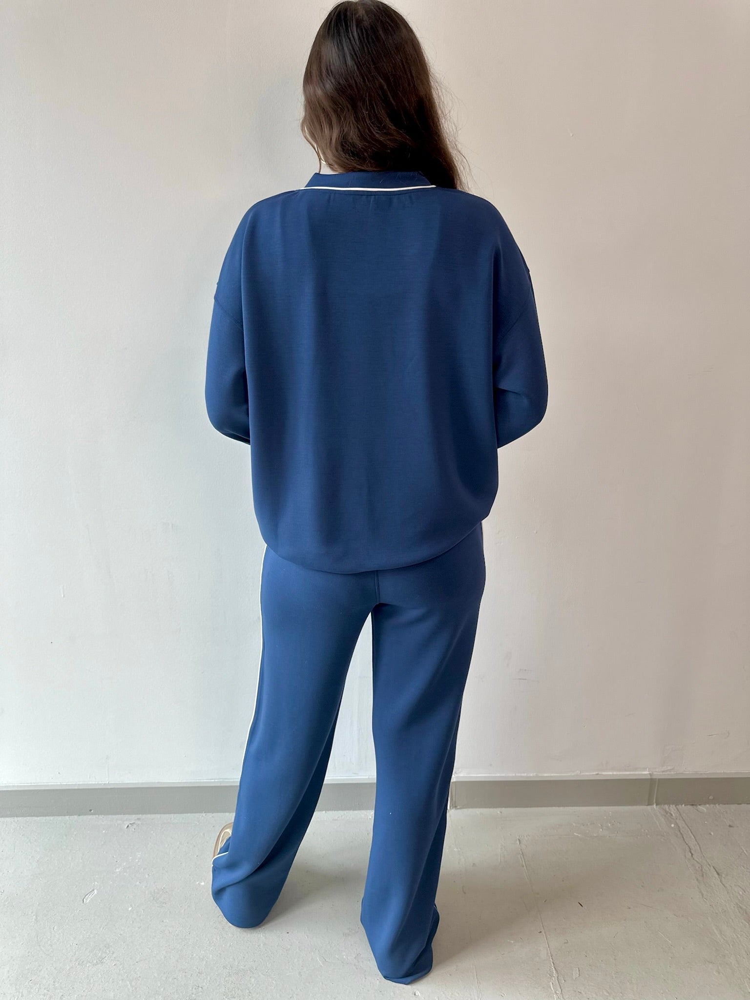 Modal Piping Top & Pant Set - Navy/Cream