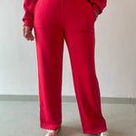 Modal Piping Top & Pant Set - Red/Cream