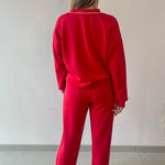 Modal Piping Top & Pant Set - Red/Cream