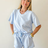 Modal Poly Piping Top & Short Set