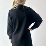 Modal Quarter Zip Dress - Black