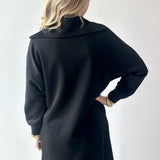 Modal Quarter Zip Dress - Black
