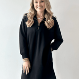 Modal Quarter Zip Dress - Black
