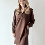 Modal Quarter Zip Dress - Cocoa