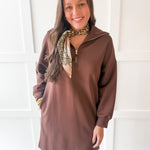Modal Quarter Zip Dress - Cocoa