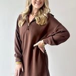 Modal Quarter Zip Dress - Cocoa