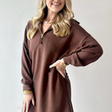 Modal Quarter Zip Dress - Cocoa