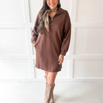 Modal Quarter Zip Dress - Cocoa