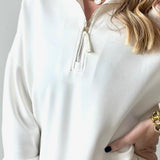 Modal Quarter Zip Dress - Ivory