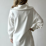 Modal Quarter Zip Dress - Ivory