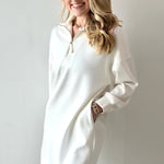Modal Quarter Zip Dress - Ivory